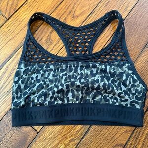 PINK Victoria's Secret Black Mesh Camo Sports Bra - worn once - S